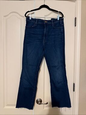 MOTHER Dark Blue High-Rise Flare Jeans